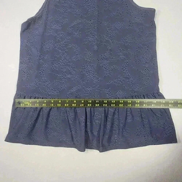 W5 Woman Navy Blue Sleeveless Top M Anthropologie Shirt Lace Fabric Ruffle - Picture 11 of 13